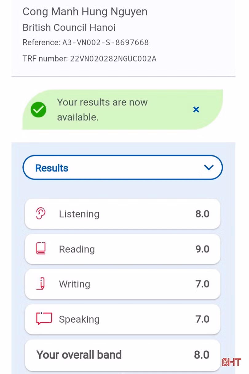 Nam sinh miền núi Hà Tĩnh chia sẻ bí quyết đạt IELTS 8.0
