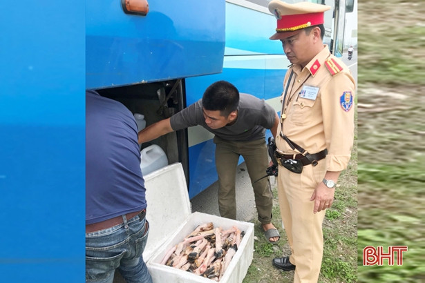 Thêm 2 xe khách vận chuyển hàng không rõ nguồn gốc qua Hà Tĩnh bị phát hiện, xử lý