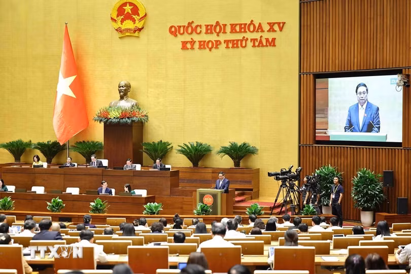 Thủ tướng Phạm Minh Chính trả lời chất vấn. (Ảnh: Minh Đức/TTXVN)