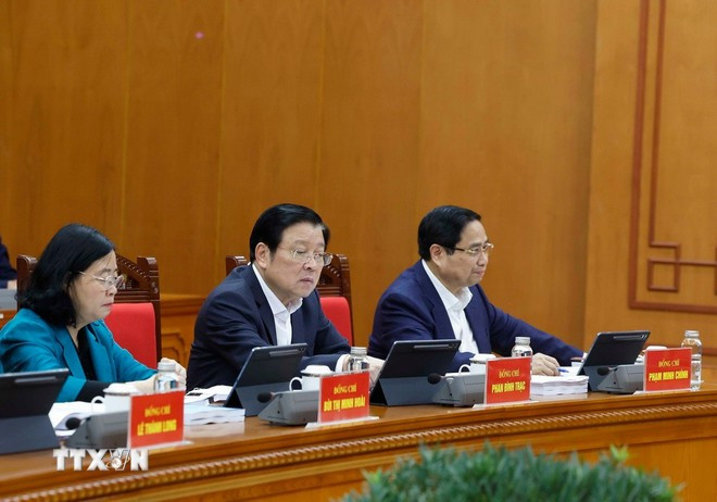 Các đại biểu tham dự phiên họp thứ hai của Ban Chỉ đạo Trung ương về hoàn thiện thể chế, pháp luật. (Ảnh: Thống Nhất/TTXVN)