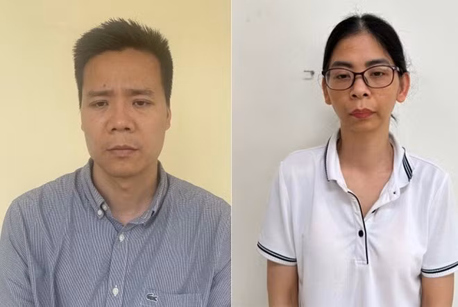 Đối tượng Nguyễn Năng Mạnh và đối tượng Phạm Thị Hường. (Ảnh: Công an cung cấp)