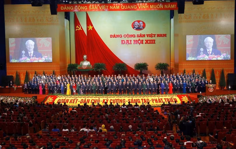 Tổng Bí thư Nguyễn Phú Trọng phát biểu tại Lễ ra mắt Ban Chấp hành Trung ương khóa XIII (Hà Nội, 1/2/2021). Ảnh: TTXVN