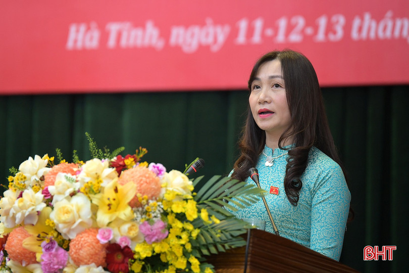 Đại biểu Nguyễn Thị Mai Thuỷ - Phó Trưởng ban Thường trực Ban Dân vận Tỉnh ủy tham gia thảo luận. bqbht_br_mt.jpg
