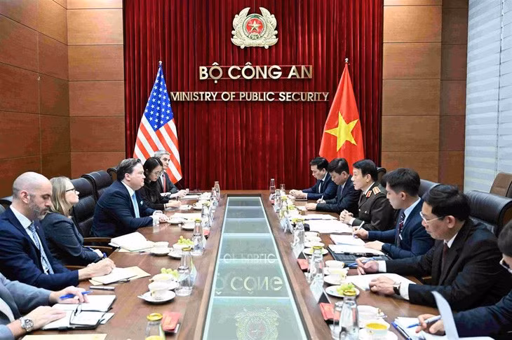 Quang cảnh cuộc gặp giữa Bộ trưởng Công an Lương Tam Quang và Đại sứ Mỹ Marc Knapper - Ảnh: Bộ Công an