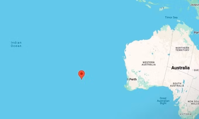 Tọa độ điểm dị thường dưới đáy Ấn Độ Dương theo nghiên cứu của Vincent Lyne. Đồ họa: Google Maps