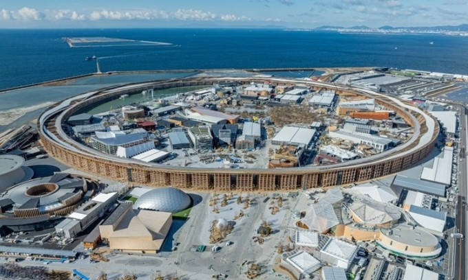 Vòng tròn gỗ Grand Ring nhìn từ trên cao. Ảnh: Expo 2025