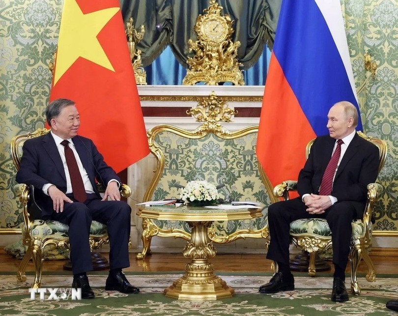 Tổng Bí thư Tô Lâm hội đàm hẹp với Tổng thống Nga Vladimir Putin. (Ảnh: Thống Nhất/TTXVN). ttxvn-tong-bi-thu-to-lam-hoi-dam.jpg
