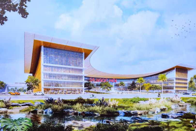 Mô hình ga Ngọc Hồi (Ảnh: Tạ Hải chụp).