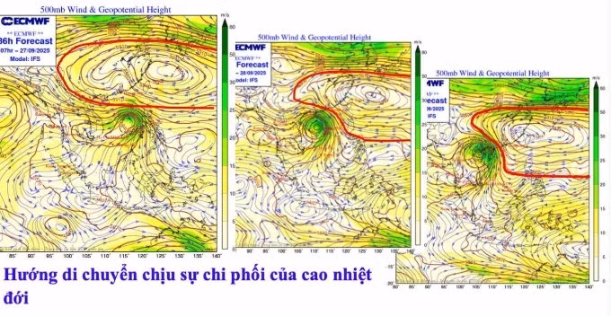 Hướng đi của bão chịu tác động của áp cao cận nhiệt đới.