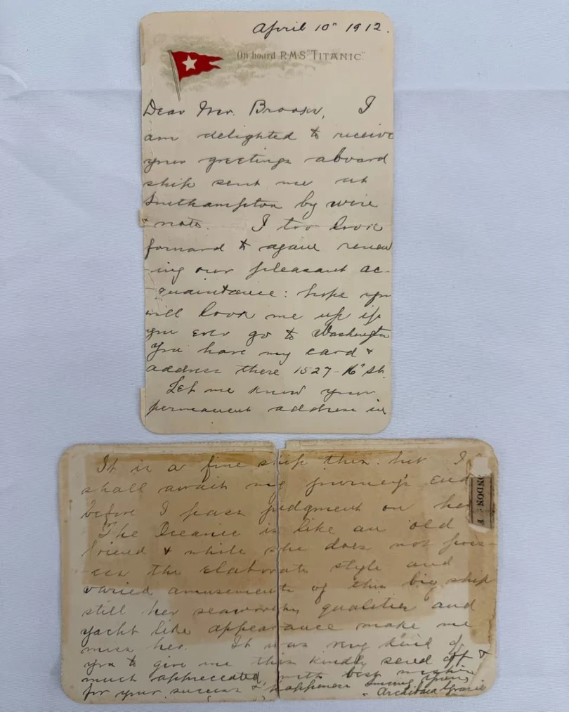 Bức thư hiếm được viết trên tàu Titanic đã được bán đấu giá với mức giá 300.000 bảng Anh. Ảnh: The Guardian