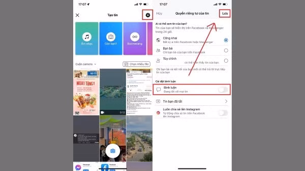 Nhấn vào biểu tượng cài đặt ở góc trên bên phải màn hình