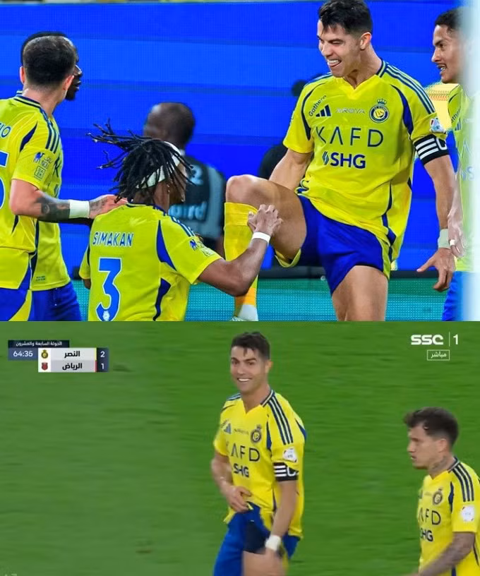 Ronaldo ăn mừng theo kiểu đánh giày và khoe đùi