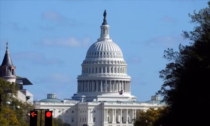 Tòa nhà quốc hội Mỹ tại Washington ngày 5/11. Ảnh: AP