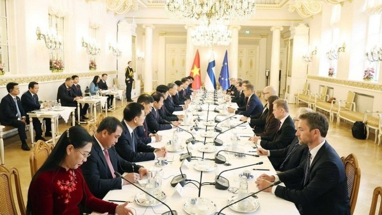 Tổng Bí thư Tô Lâm và Tổng thống Cộng hòa Phần Lan Alexander Stubb hội đàm. (Ảnh: TTXVN) Tổng Bí thư Tô Lâm và Tổng thống Cộng hòa Phần Lan Alexander Stubb hội đàm. (Ảnh: TTXVN)