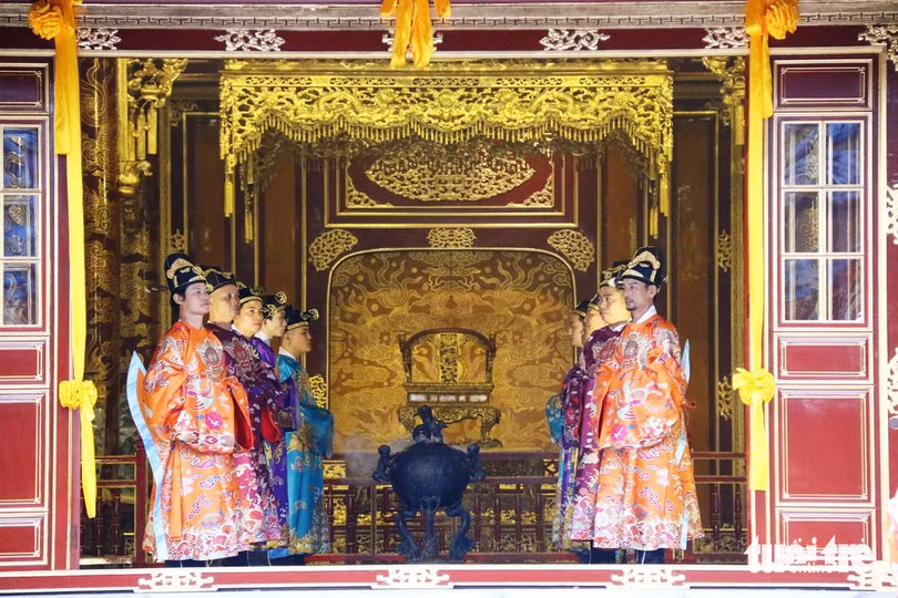 Ngai vàng bên trong điện Thái Hòa - nơi các vua triều Nguyễn ngự ở vị trí chí tôn, điều hành đất nước - Ảnh: NHẬT LINH