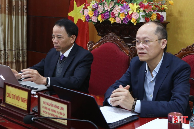 Chủ trì hội nghị tại điểm cầu Hà Tĩnh. bqbht_br_3.jpg