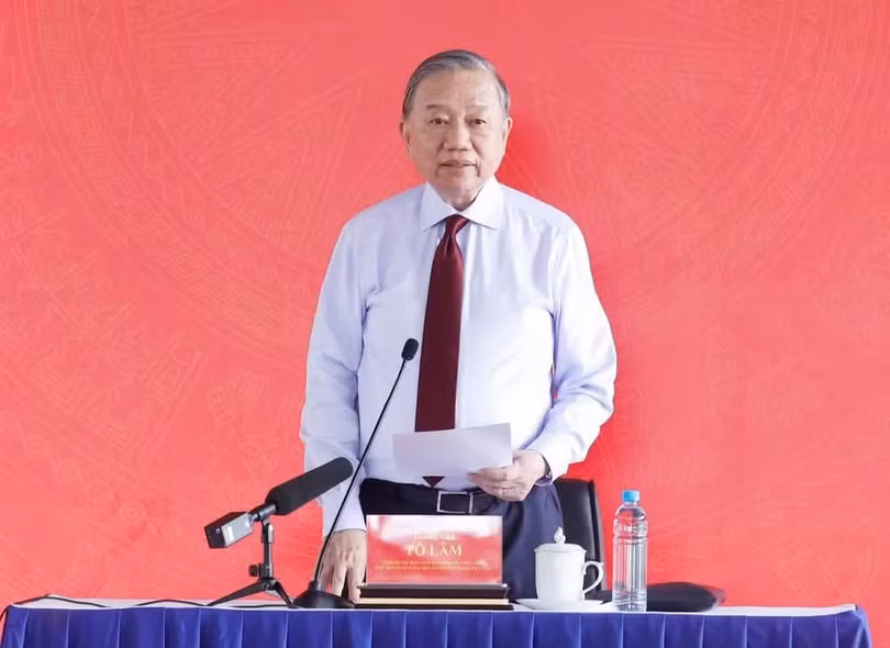 Tổng Bí thư, Chủ tịch nước Tô Lâm phát biểu tại buổi gặp mặt. (Ảnh: TTXVN)