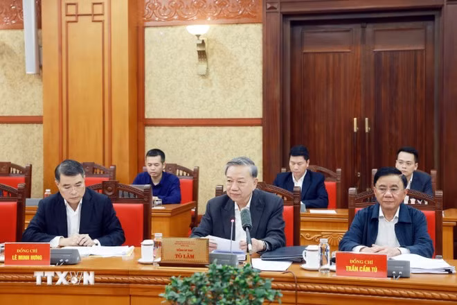 Tổng Bí thư Tô Lâm phát biểu chỉ đạo. (Ảnh: Thống Nhất/TTXVN)