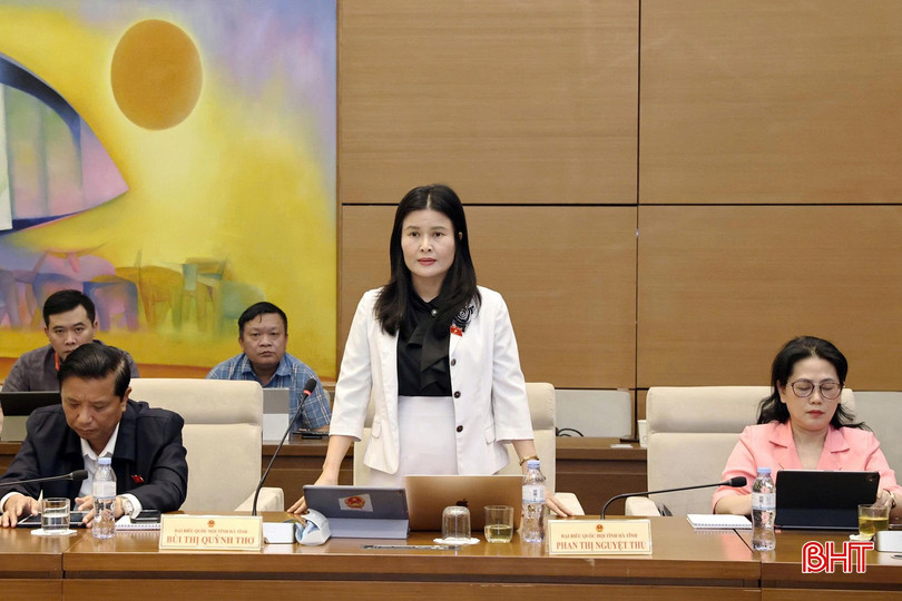 Đại biểu Bùi Thị Quỳnh Thơ (đoàn Hà Tĩnh) phát biểu thảo luận. bqbht_br_chieu22anh1buithiquynhtho.jpg