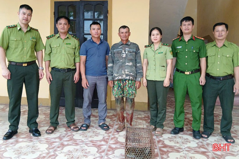 Cá thể trăn đất được bàn giao cho đại diện Vườn Quốc gia Vũ Quang. bqbht_br_1000022270.jpg