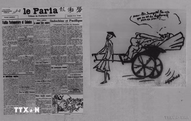 Báo "Người cùng khổ," cơ quan ngôn luận của vô sản thuộc địa do Người sáng lập, làm chủ bút kiêm chủ nhiệm, phát hành trong những năm 1922 đến năm 1924, từ Paris kêu gọi và tổ chức các dân tộc bị áp bức vùng lên giải phóng. (Ảnh: Tư liệu TTXVN)