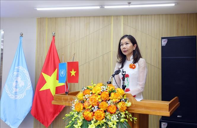 Bà Pauline Tamesis, Điều phối viên Thường trú Liên hợp quốc tại Việt Nam. Ảnh: Phạm Kiên/TTXVN Bà Pauline Tamesis, Điều phối viên Thường trú Liên hợp quốc tại Việt Nam. Ảnh: Phạm Kiên/TTXVN