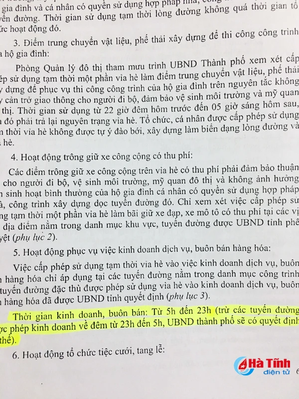 cong an tp ha tinh ra quan dep quan an via he sau 23h dem