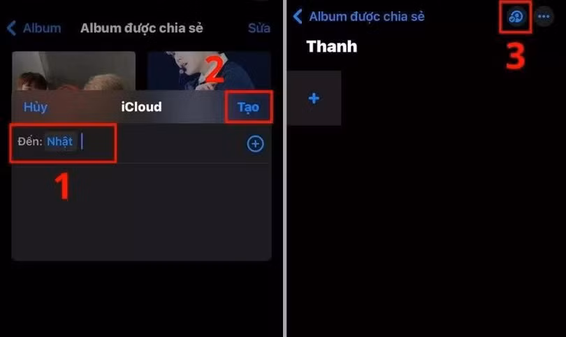 Nhập email hoặc số điện thoại người nhận, sau đó nhấn Tạo.