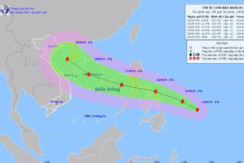 Dự báo khoảng đêm 26/9, bão Bualoi sẽ đi vào vùng biển phía đông khu vực giữa Biển Đông, trở thành cơn bão số 10 trong năm nay image-9.jpg