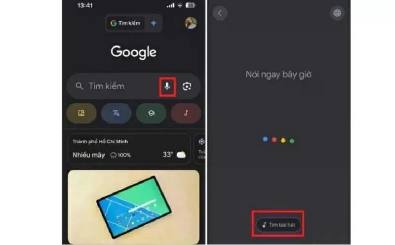 Chạm vào biểu tượng micro và chọn Tìm bài hát