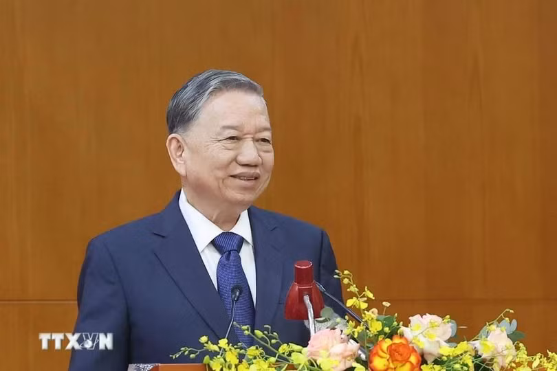 Tổng Bí thư Tô Lâm phát biểu chỉ đạo tại hội nghị. Ảnh TTXVN