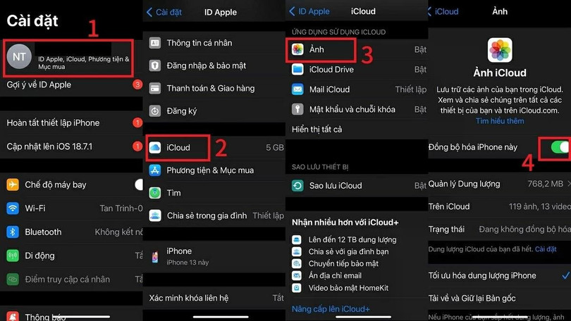 Tắt iCloud Photo Library.