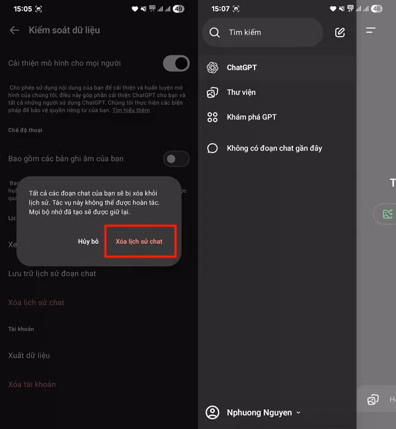 Nhấn Xác nhận để xóa.