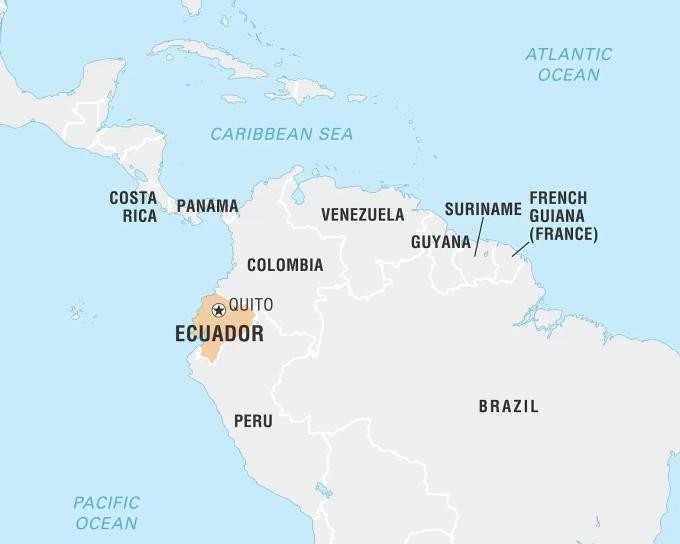 Vị trí Ecuador và Colombia ở Nam Mỹ. Đồ họa: Britannica