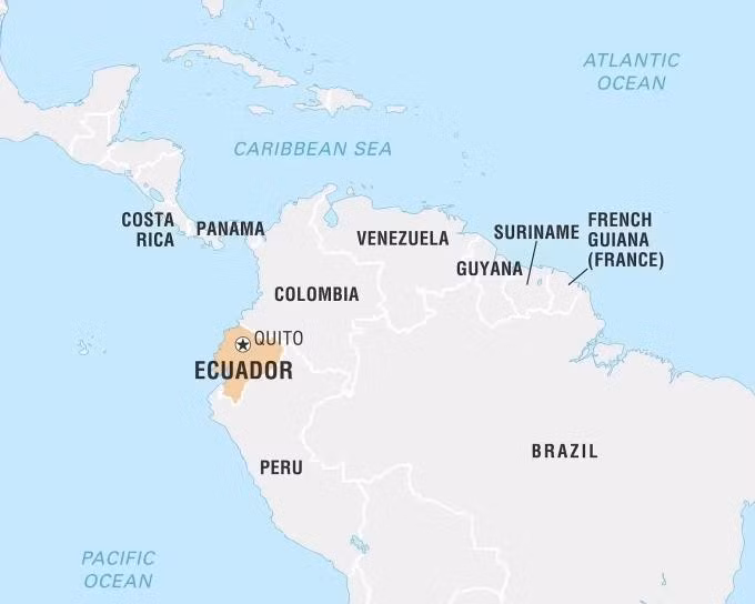 Vị trí Ecuador và Colombia ở Nam Mỹ. Đồ họa: Britannica