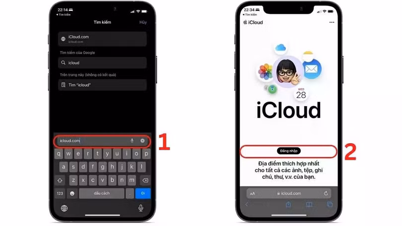 Truy cập vào trang icloud.com.