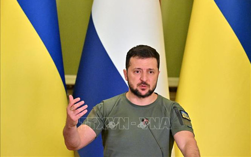 Tổng thống Ukraine Volodymyr Zelensky tại một cuộc họp báo ở thủ đô Kiev. Ảnh: AFP/TTXVN Tổng thống Ukraine Volodymyr Zelensky tại một cuộc họp báo ở thủ đô Kiev. Ảnh: AFP/TTXVN