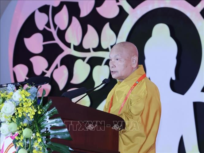Trưởng lão Hoà thượng Thích Thiện Nhơn, Phó Pháp chủ Hội đồng chứng minh, Chủ tịch Hội đồng trị sự Trung ương Giáo hội Phật giáo Việt Nam phát biểu tại Vesak 2025. Ảnh: Lâm Khánh/TTXVN Trưởng lão Hoà thượng Thích Thiện Nhơn, Phó Pháp chủ Hội đồng chứng minh, Chủ tịch Hội đồng trị sự Trung ương Giáo hội Phật giáo Việt Nam phát biểu tại Vesak 2025. Ảnh: Lâm Khánh/TTXVN