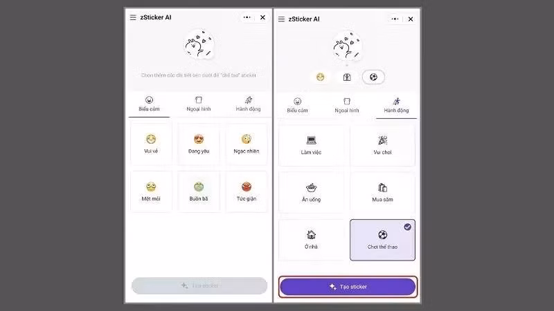 Chọn mục “Tạo sticker”