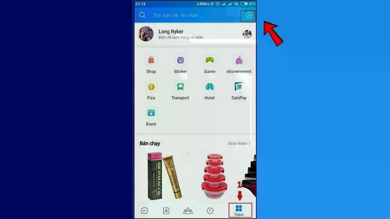 Nhấn vào mục Cài đặt