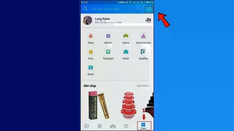 Nhấn vào mục Cài đặt