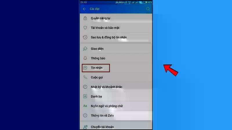 Chọn vào mục Quyền riêng tư
