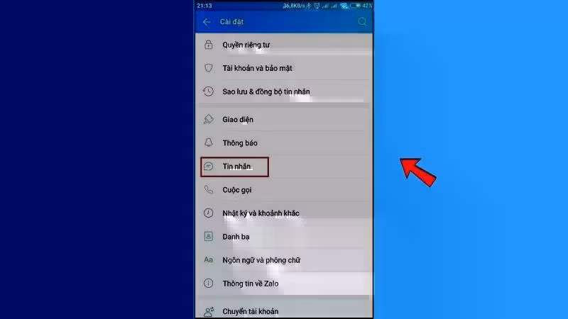 Chọn vào mục Quyền riêng tư