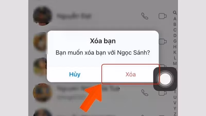 Nhấn nút Xoá bạn