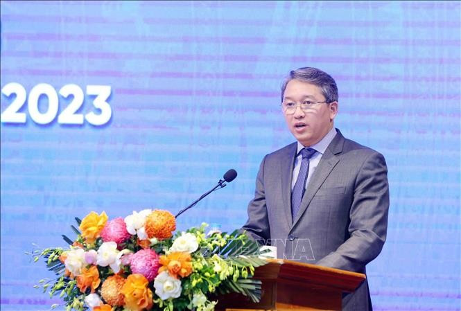 Bộ trưởng Bộ Tư pháp Nguyễn Hải Ninh phát biểu. Ảnh: Phạm Kiên/TTXVN Bộ trưởng Bộ Tư pháp Nguyễn Hải Ninh phát biểu. Ảnh: Phạm Kiên/TTXVN