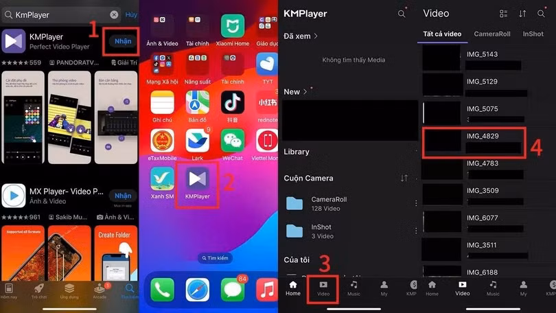 Tìm video cần xem và nhấn để phát.