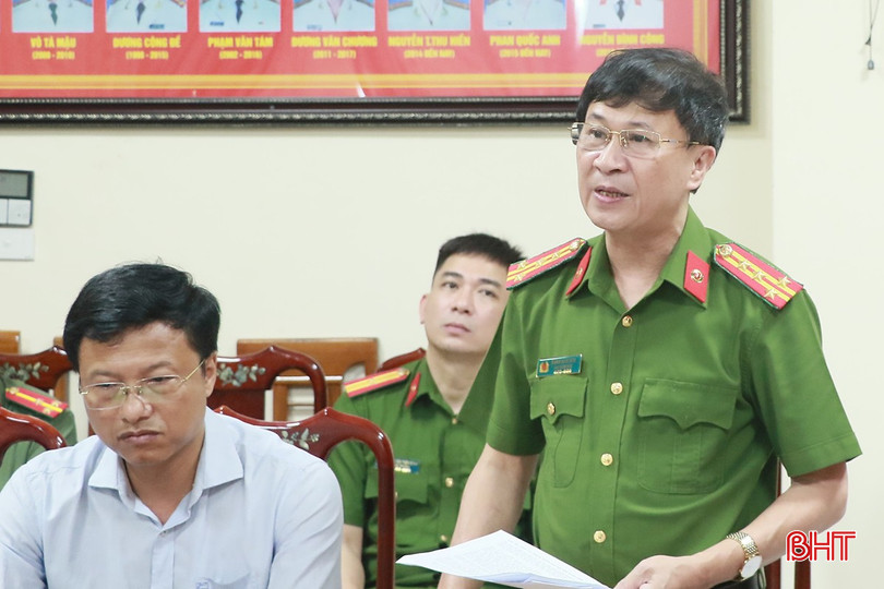 Đại tá Đặng Hoài Sơn, Phó Giám đốc Công an tỉnh phát biểu tại buổi làm việc. bqbht_br_3-2.jpg