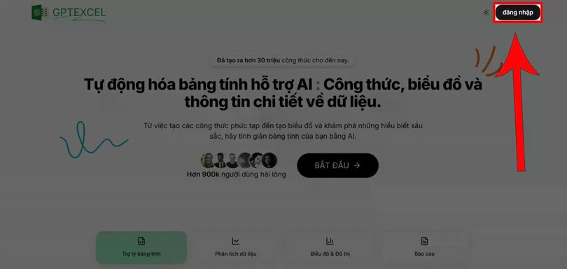 Truy cập vào website GPTExcel.