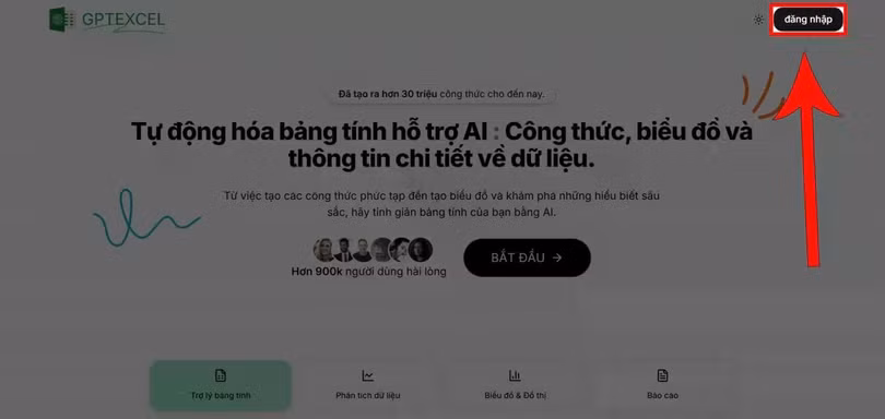 Truy cập vào website GPTExcel.