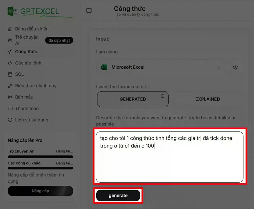 Nhập yêu cầu của bạn bằng tiếng Việt hoặc tiếng Anh.